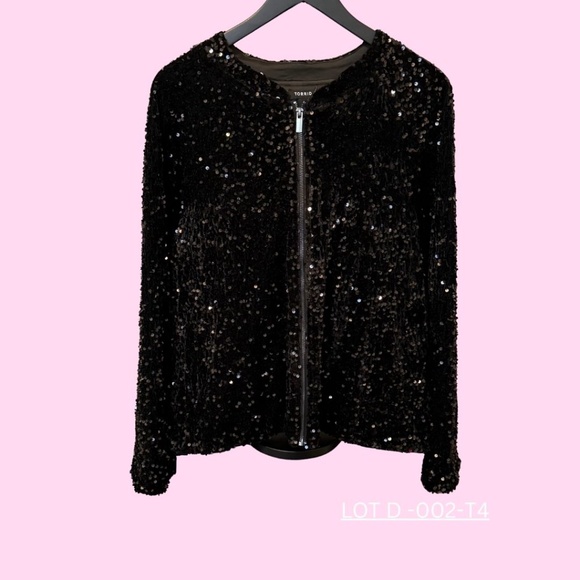 Torrid Sequin Crop Jacket – Black – Size 4 - Picture 4 of 4